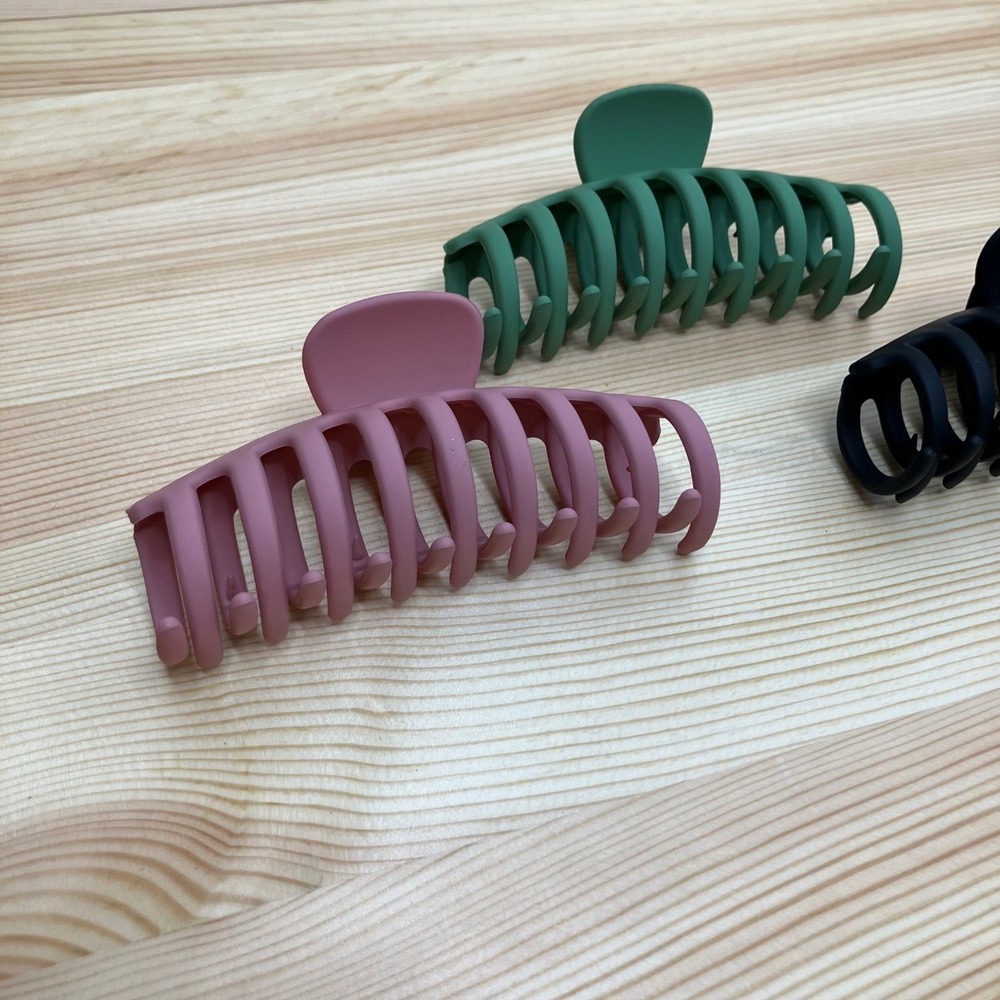 3pc Matte Large Claw Hair Clips Accessories Set Black Dusty Rose Pink Sage Green - Picture 10 of 16